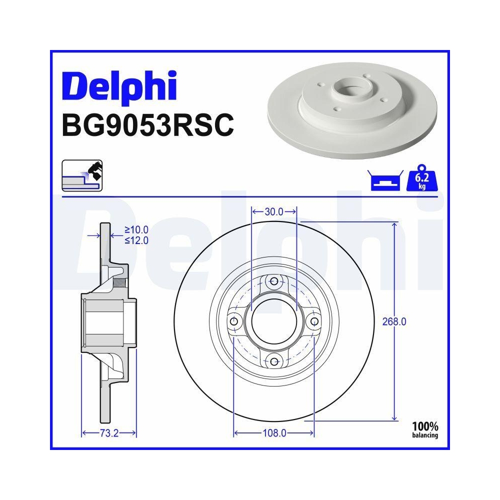 DELPHI BG9053RSC 2 St&uuml;ck Bremsscheiben f&uuml;r CITRO&Euml;N PEUGEOT PEUGEOT (DF-PSA) DS