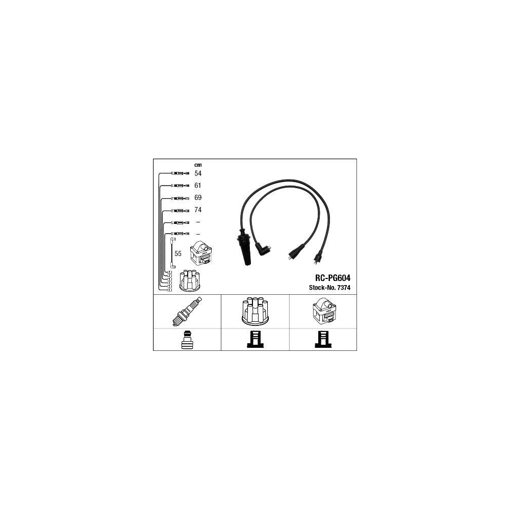 Z&uuml;ndleitungssatz NGK 7374 f&uuml;r CITRO&Euml;N PEUGEOT, f&uuml;r Fahrzeuge mit Z&uuml;ndverteiler