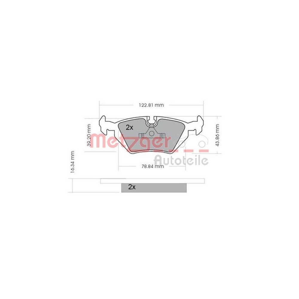 Bremsbelagsatz, Scheibenbremse METZGER 1170075 f&uuml;r BMW, Hinterachse