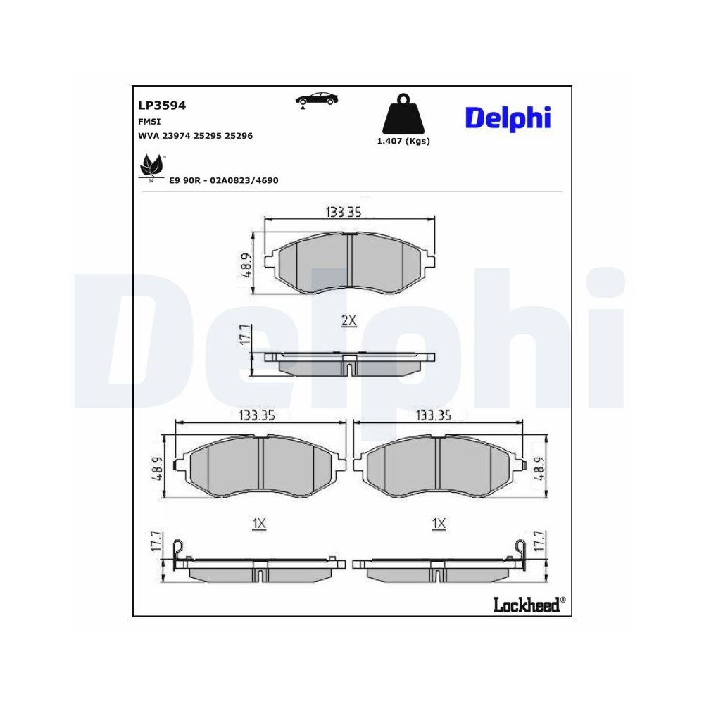 DELPHI LP3594 Bremsbelagsatz, Scheibenbremse f&uuml;r CHEVROLET CHEVROLET (SGM)