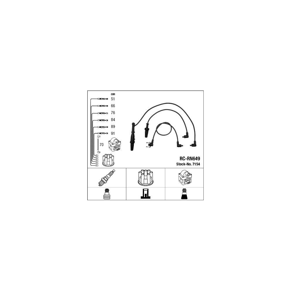 Z&uuml;ndleitungssatz NGK 7154 f&uuml;r, f&uuml;r Fahrzeuge mit Z&uuml;ndverteiler