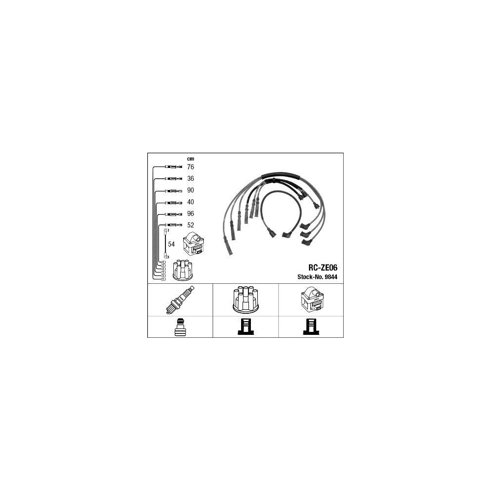 Z&uuml;ndleitungssatz NGK 9844 f&uuml;r MAZDA, f&uuml;r Fahrzeuge mit Z&uuml;ndverteiler