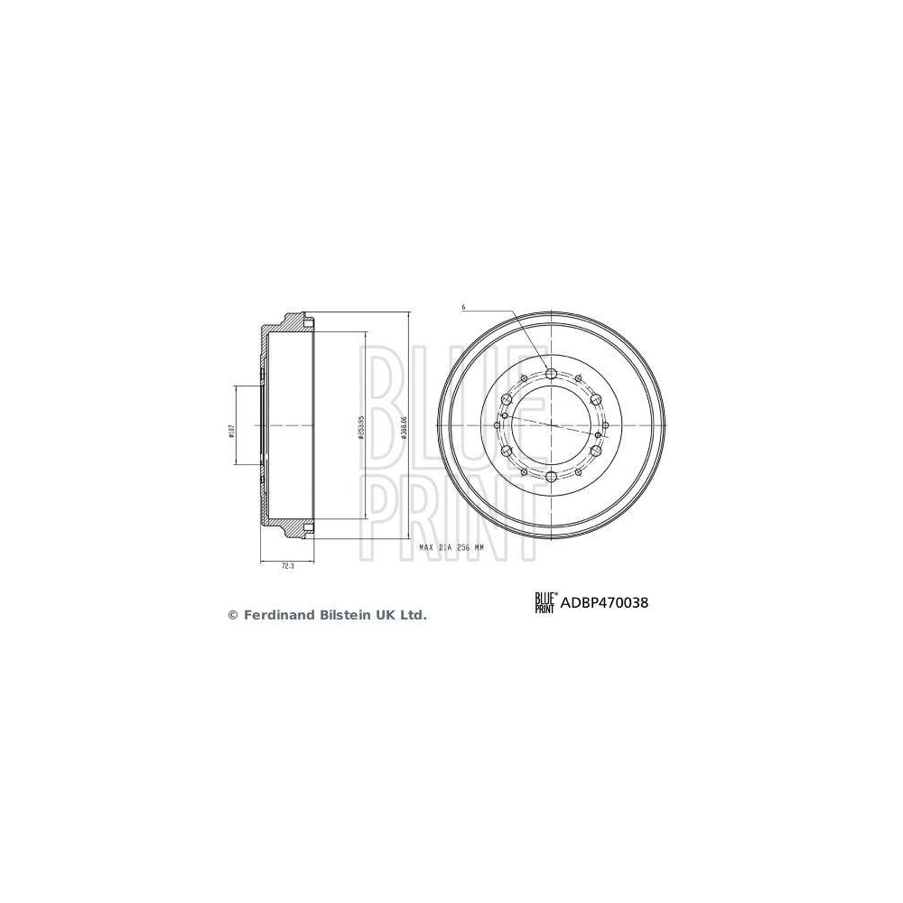 Bremstrommel BLUE PRINT ADBP470038 f&uuml;r TOYOTA, Hinterachse