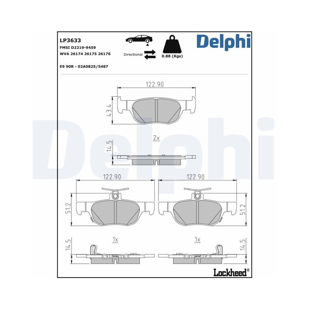 DELPHI LP3633 Bremsbelagsatz, Scheibenbremse f&uuml;r MAZDA MAZDA (CHANGAN)