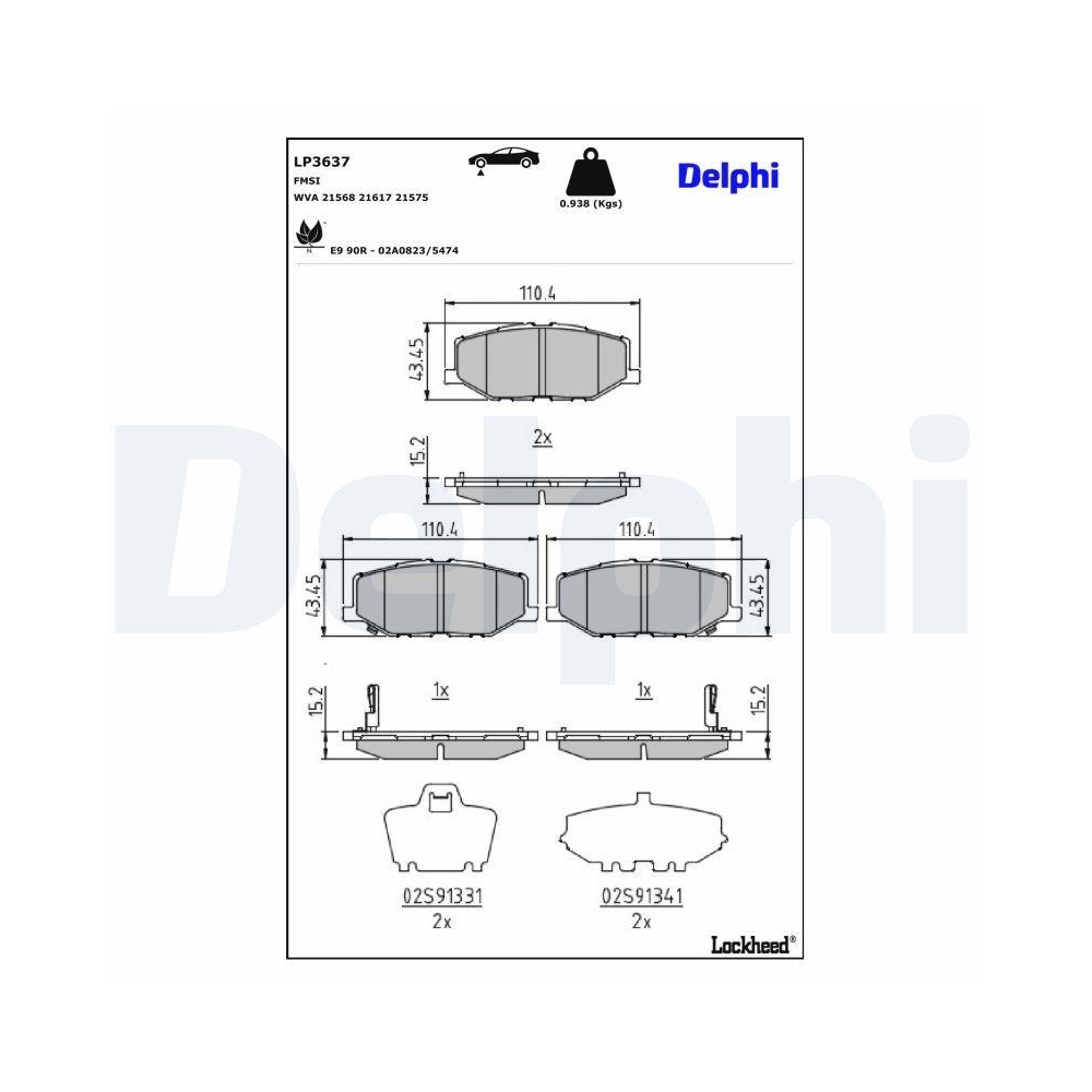 DELPHI LP3637 Bremsbelagsatz, Scheibenbremse f&uuml;r SUZUKI, Vorderachse
