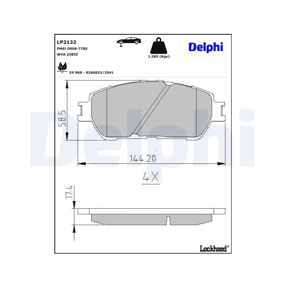 DELPHI LP2132 Bremsbelagsatz, Scheibenbremse f&uuml;r TOYOTA LEXUS, Vorderachse