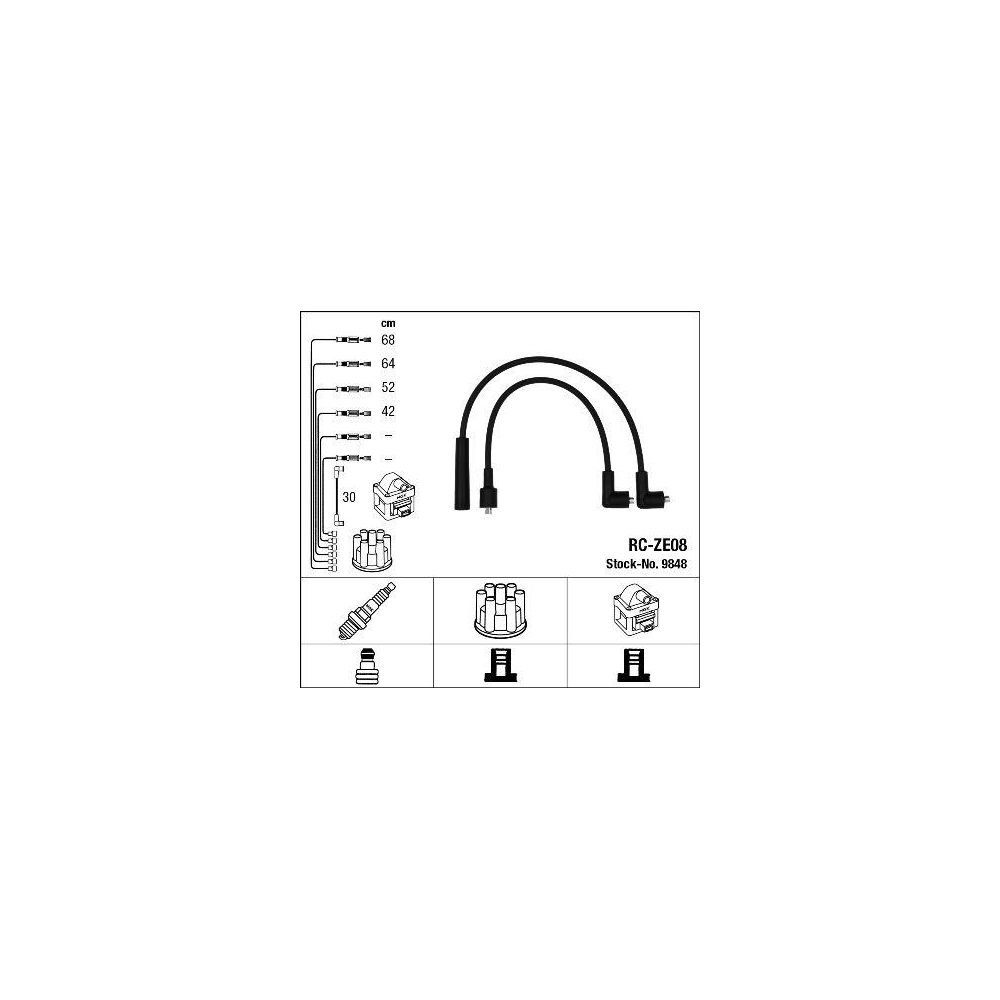 Zündleitungssatz NGK 9848 für MAZDA, für Fahrzeuge mit Zündverteiler