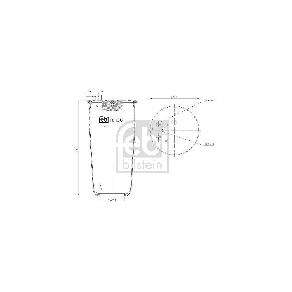 Federbalg, Luftfederung FEBI BILSTEIN 101301 für MAN, Hinterachse