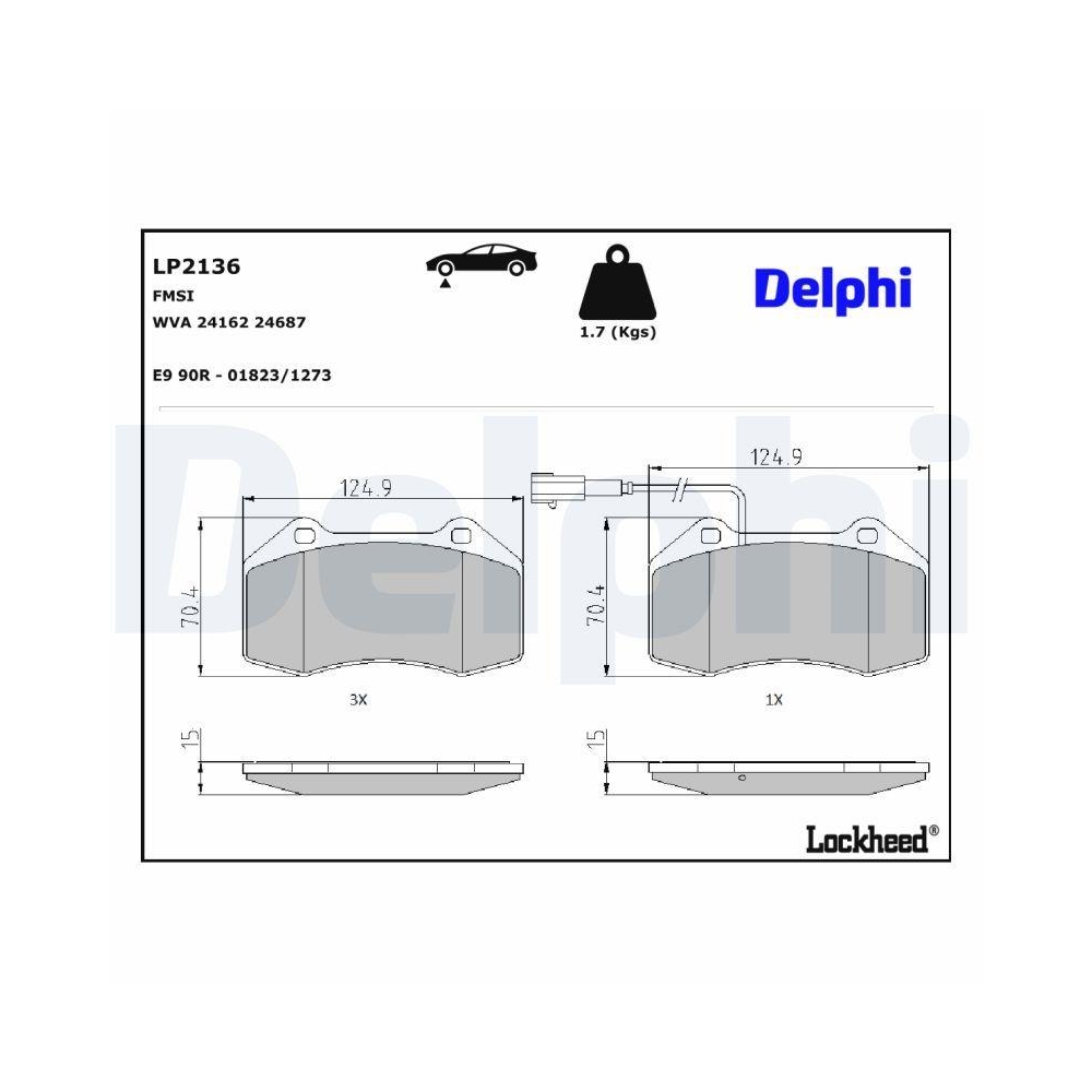 DELPHI LP2136 Bremsbelagsatz, Scheibenbremse f&uuml;r ALFA ROMEO FIAT ABARTH