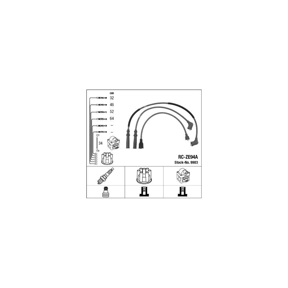 Zündleitungssatz NGK 9903 für MAZDA, für Fahrzeuge mit Zündverteiler