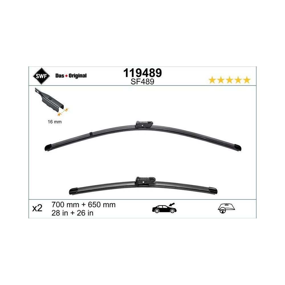 Wischblatt SWF 119489 DAS ORIGINAL SET für MAN VW, vorne