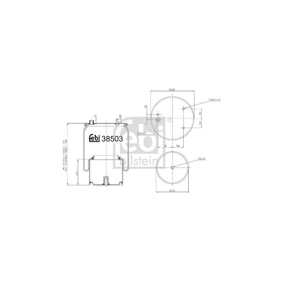 FEBI BILSTEIN Federbalg, Luftfederung 38503 für DAF, Hinterachse links