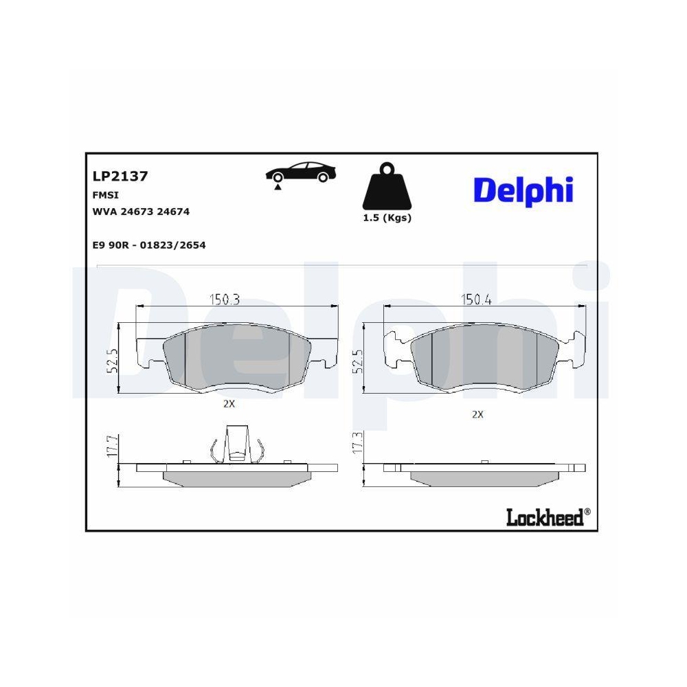 DELPHI LP2137 Bremsbelagsatz, Scheibenbremse für RENAULT DACIA, Vorderachse