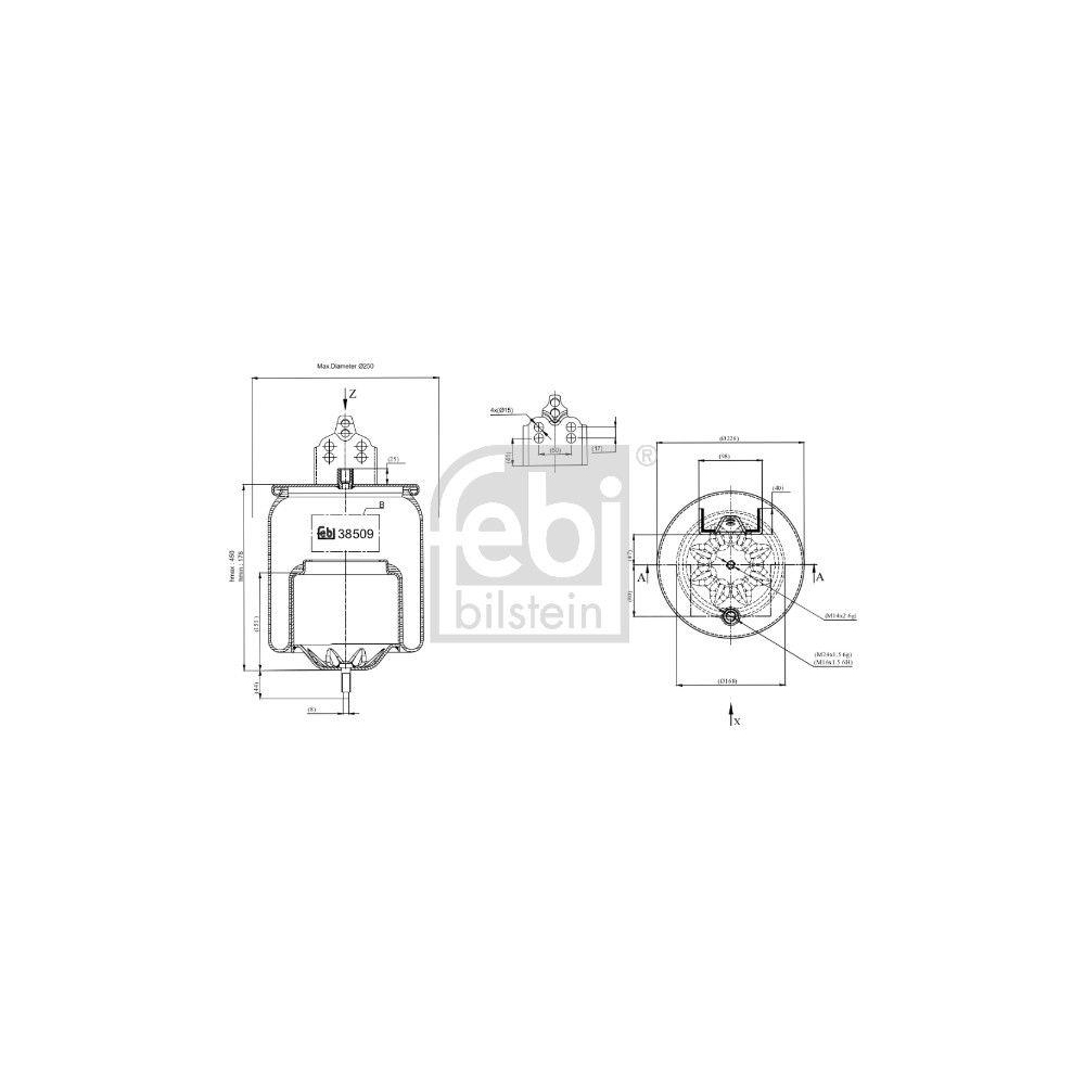 Federbalg, Luftfederung FEBI BILSTEIN 38509 für VOLVO, Hinterachse links