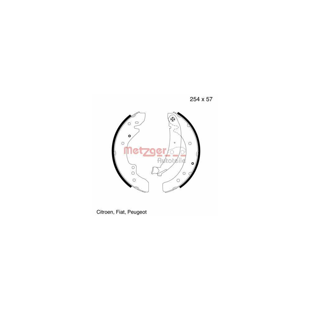 Bremsbackensatz METZGER MG 619 f&uuml;r CITRO&Euml;N FIAT PEUGEOT, Hinterachse