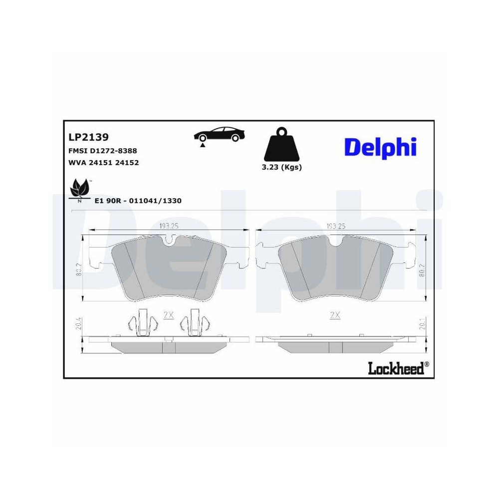 DELPHI LP2139 Bremsbelagsatz, Scheibenbremse f&uuml;r MERCEDES-BENZ, Vorderachse