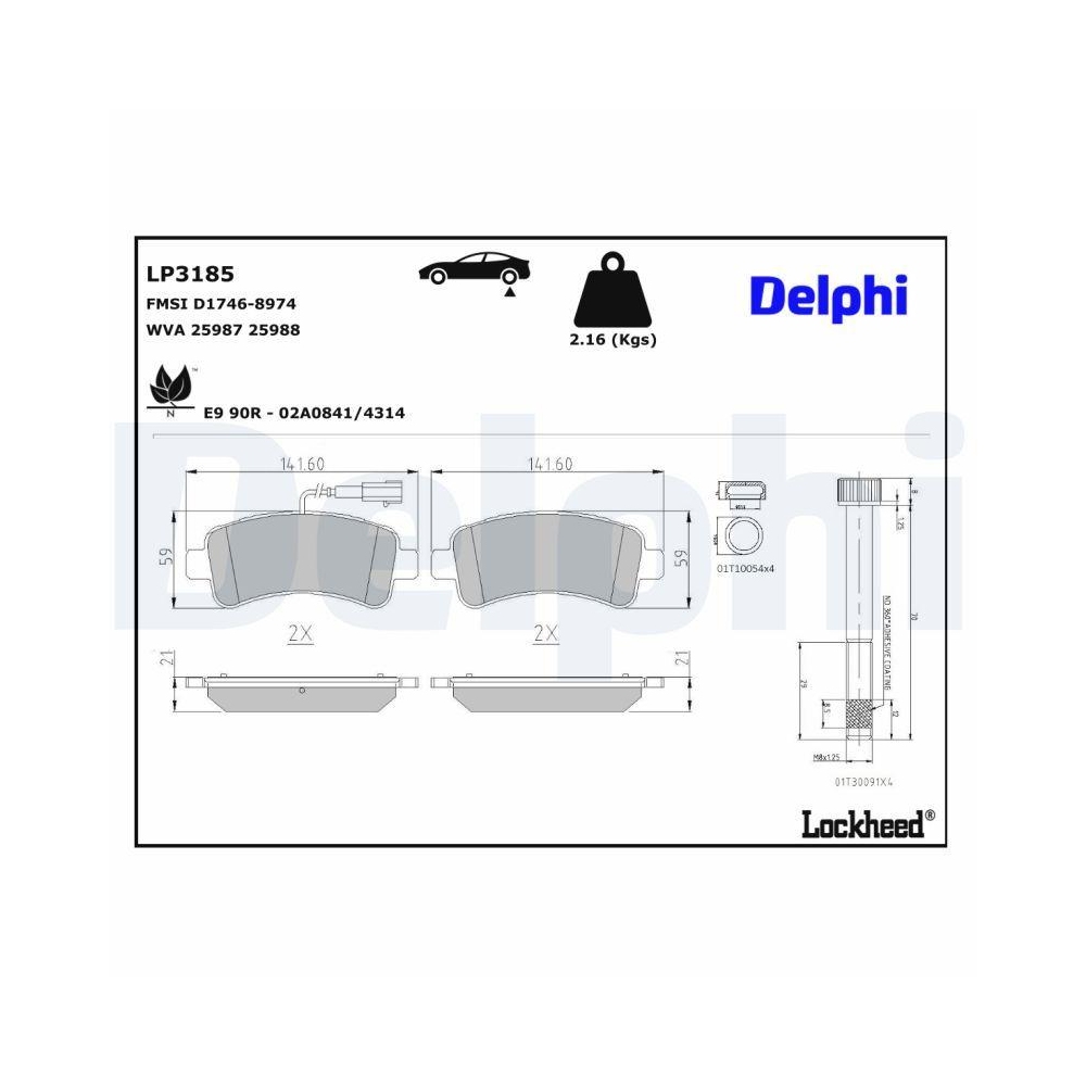 DELPHI LP3185 Bremsbelagsatz, Scheibenbremse f&uuml;r CITRO&Euml;N FIAT OPEL PEUGEOT