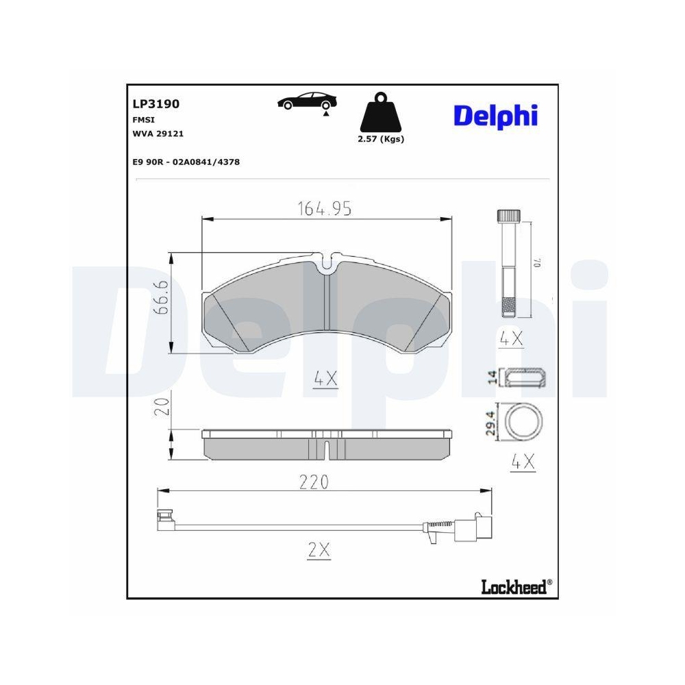 DELPHI LP3190 Bremsbelagsatz, Scheibenbremse f&uuml;r IVECO, Hinterachse