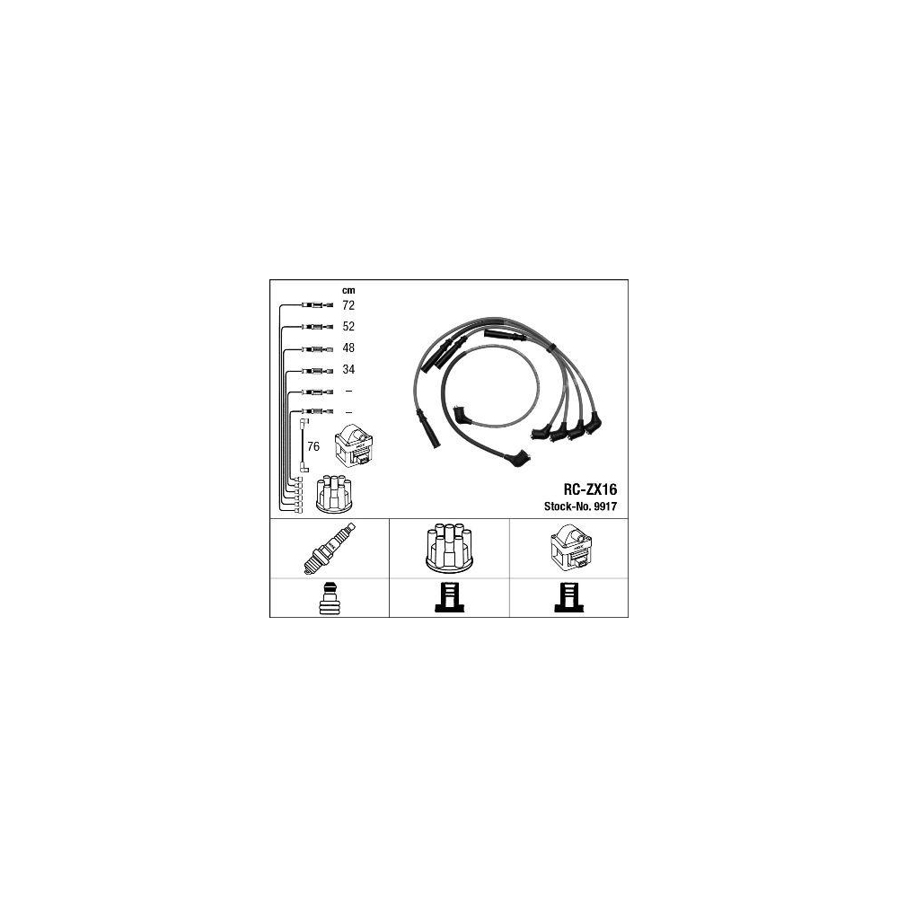 Z&uuml;ndleitungssatz NGK 9917 f&uuml;r MAZDA, f&uuml;r Fahrzeuge mit Z&uuml;ndverteiler