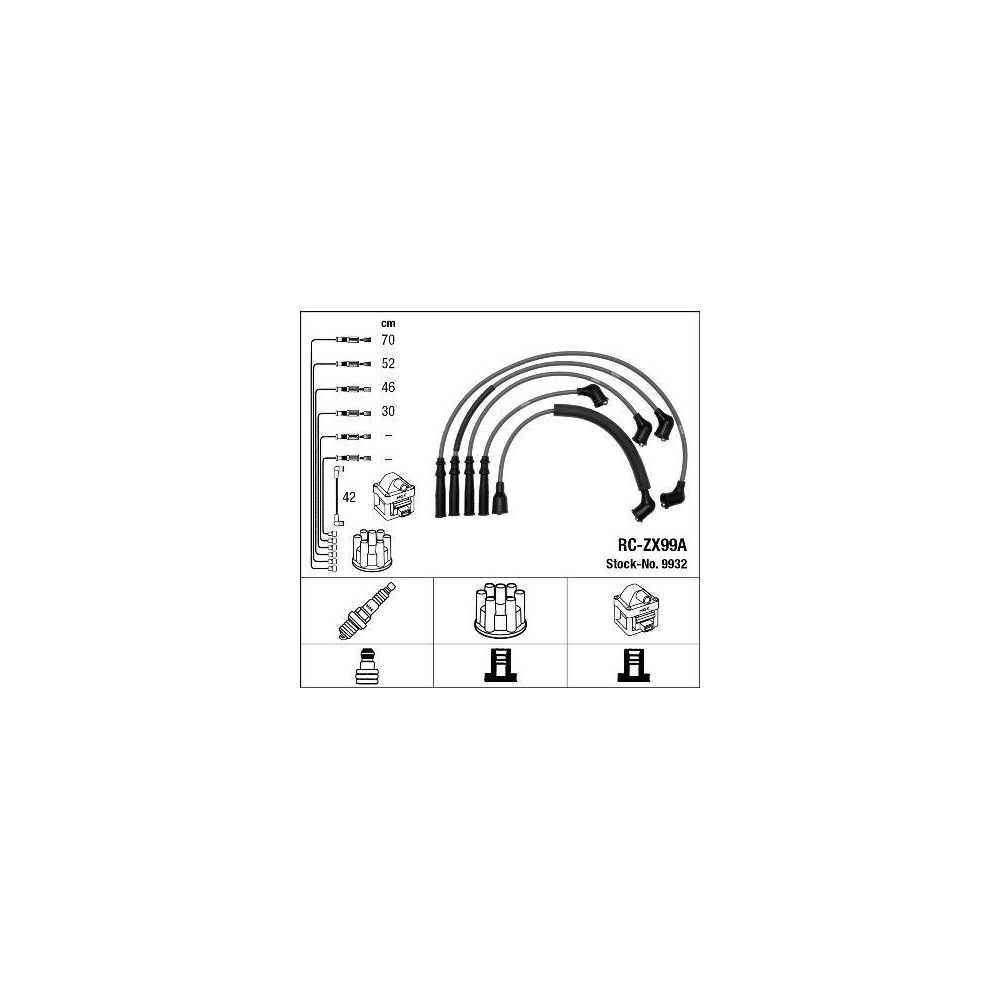 Z&uuml;ndleitungssatz NGK 9932 f&uuml;r MAZDA, f&uuml;r Fahrzeuge mit Z&uuml;ndverteiler