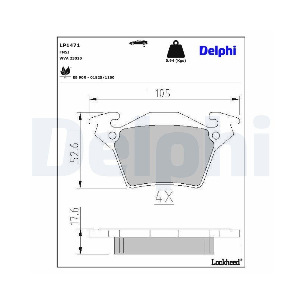 DELPHI LP1471 Bremsbelagsatz, Scheibenbremse f&uuml;r MERCEDES-BENZ, Hinterachse