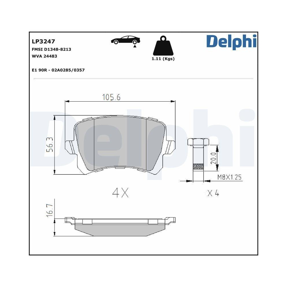 DELPHI LP3247 Bremsbelagsatz, Scheibenbremse für AUDI SEAT SKODA VW VW (FAW)