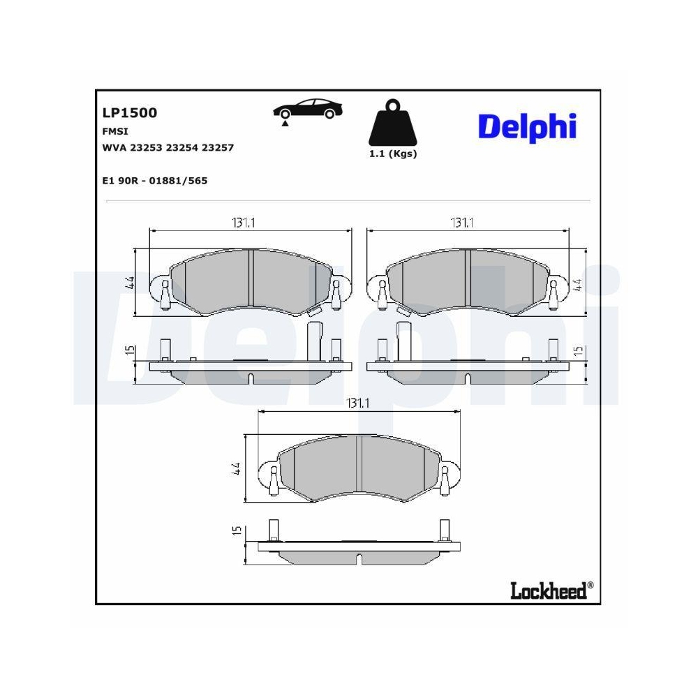 DELPHI LP1500 Bremsbelagsatz, Scheibenbremse für OPEL SUZUKI VAUXHALL