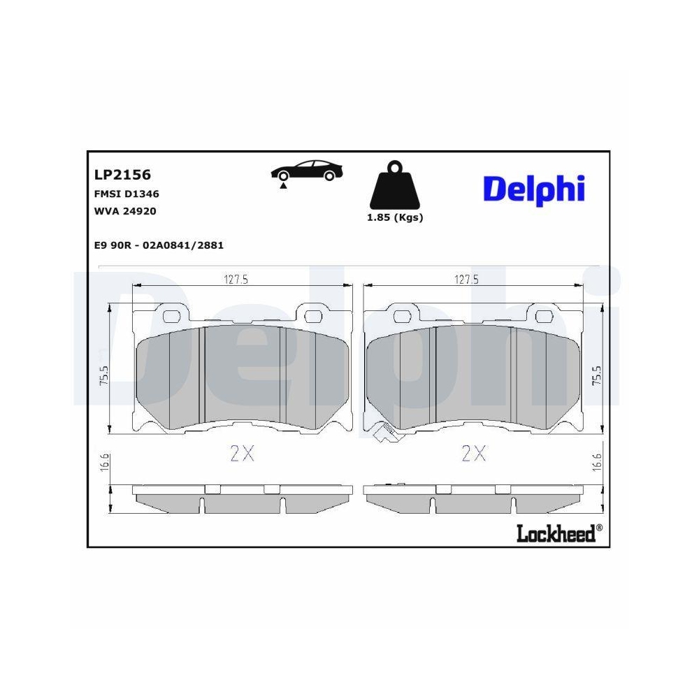 DELPHI LP2156 Bremsbelagsatz, Scheibenbremse f&uuml;r NISSAN INFINITI, Vorderachse