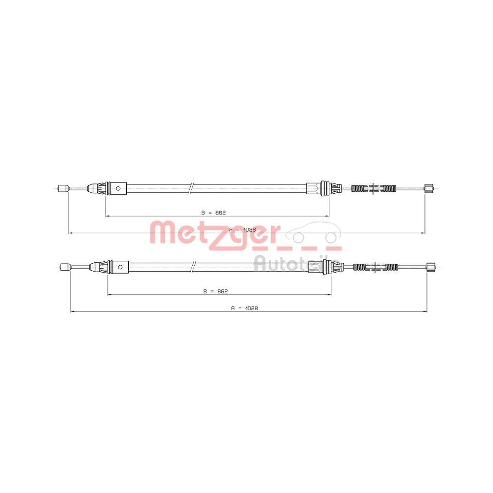 Seilzug, Feststellbremse METZGER 10.9337 GREENPARTS f&uuml;r SMART, hinten links