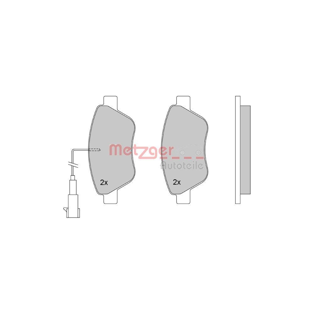 Bremsbelagsatz, Scheibenbremse METZGER 1170117 f&uuml;r FIAT, Vorderachse