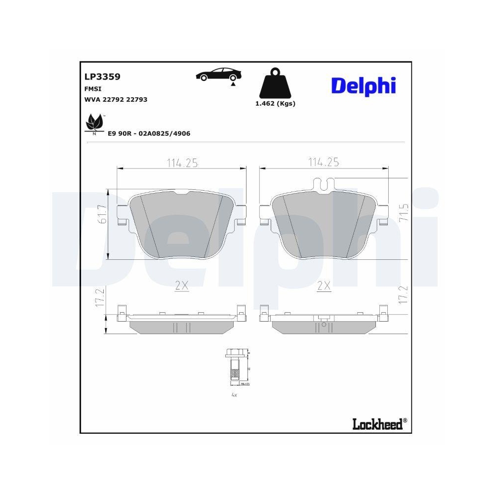 DELPHI LP3359 Bremsbelagsatz, Scheibenbremse f&uuml;r MERCEDES-BENZ, Hinterachse