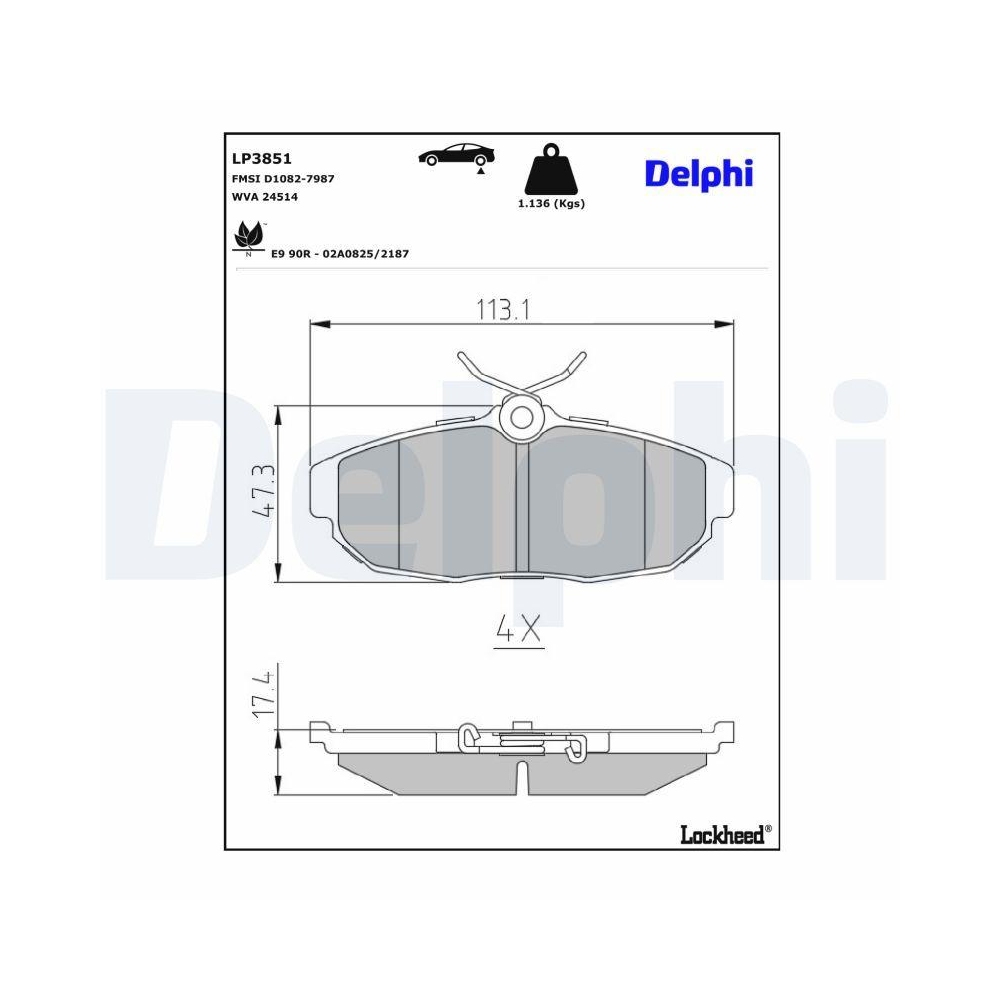 DELPHI LP3851 Bremsbelagsatz, Scheibenbremse f&uuml;r FORD USA, Hinterachse