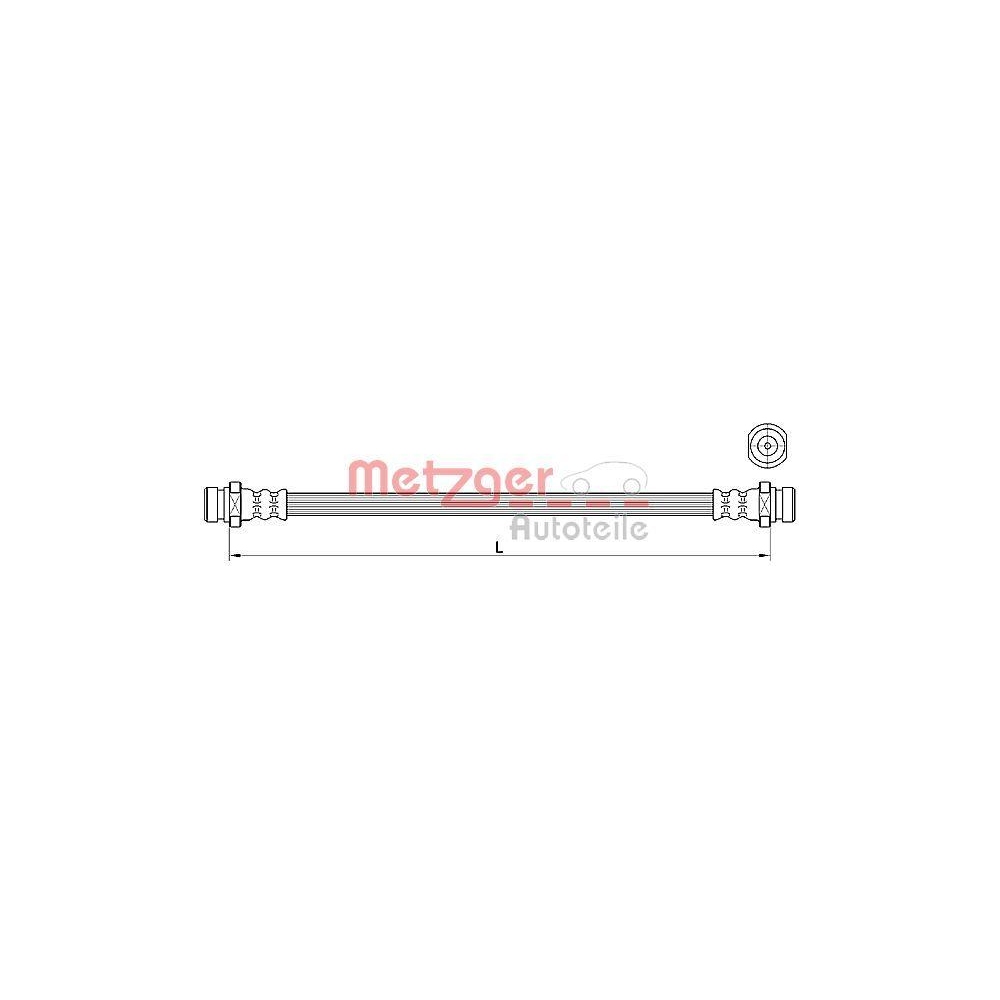 Bremsschlauch METZGER 4110640 f&uuml;r MITSUBISHI, Hinterachse links, innen