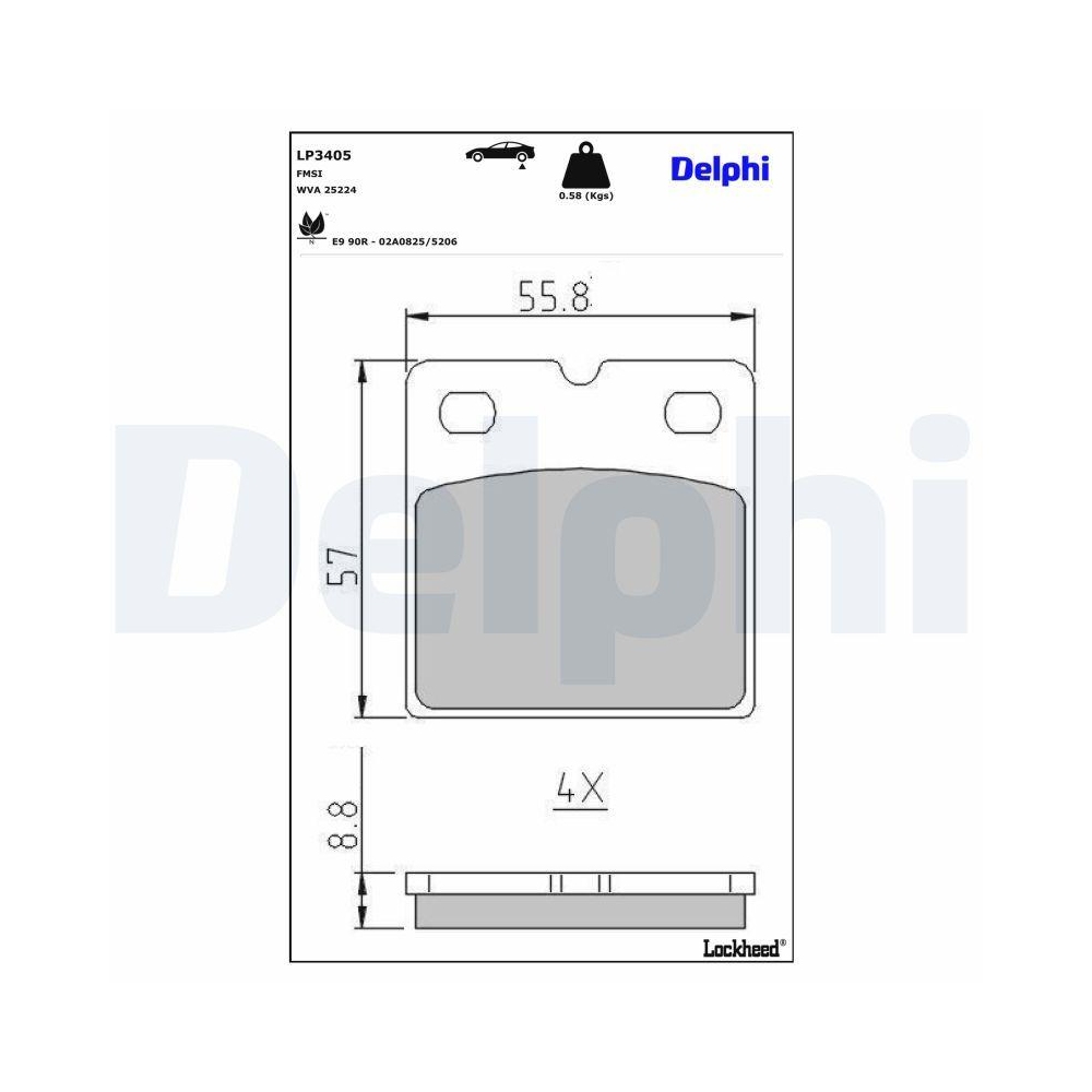 DELPHI LP3405 Bremsbelagsatz, Scheibenbremse f&uuml;r TESLA, Hinterachse