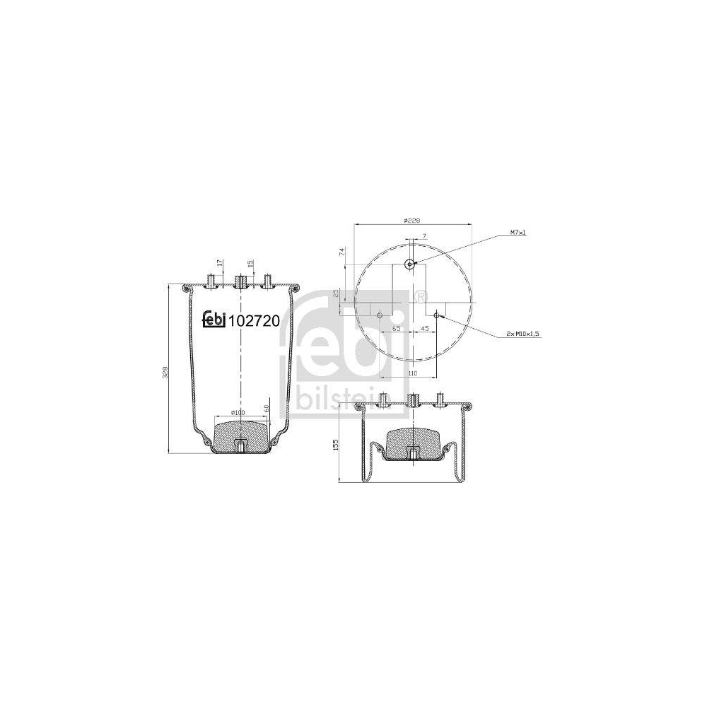 Federbalg, Luftfederung FEBI BILSTEIN 102720 für IVECO, Hinterachse