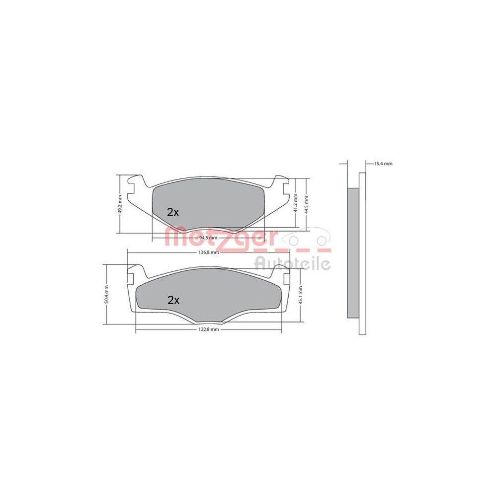 Bremsbelagsatz, Scheibenbremse METZGER 1170136 f&uuml;r VAG, Vorderachse