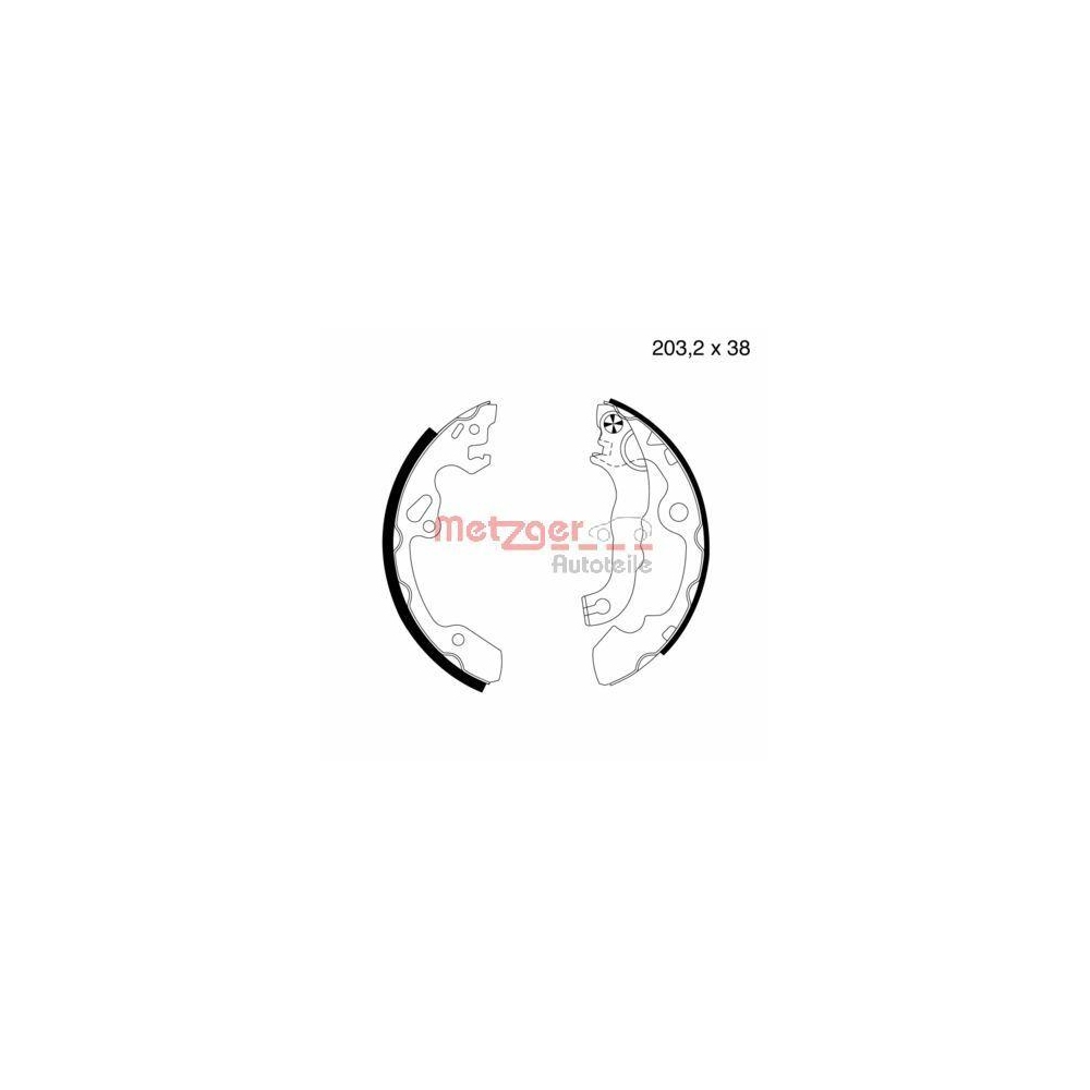 Bremsbackensatz METZGER MG 716 f&uuml;r FORD, Hinterachse