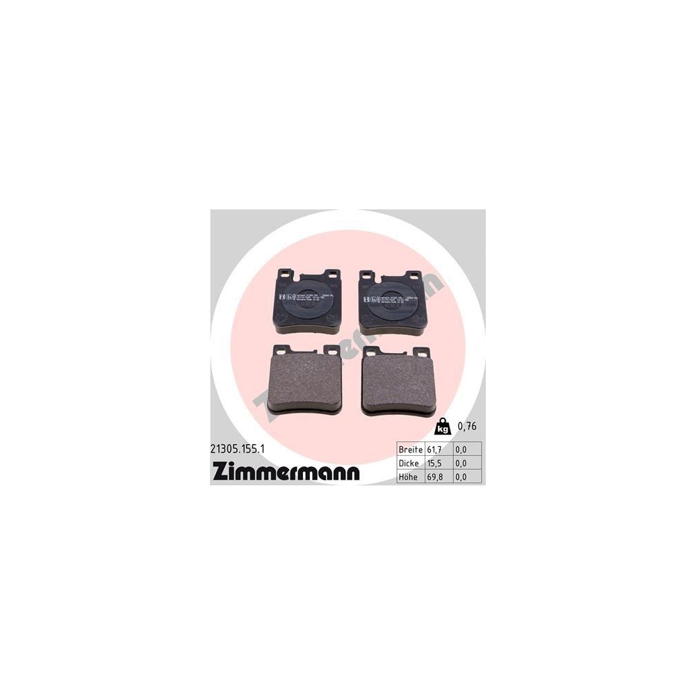 Bremsbelagsatz, Scheibenbremse ZIMMERMANN 21305.155.1 f&uuml;r CHRYSLER MERCEDES-BENZ