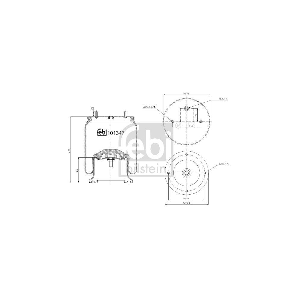 Federbalg, Luftfederung FEBI BILSTEIN 101347 für DAF, Vorderachse links