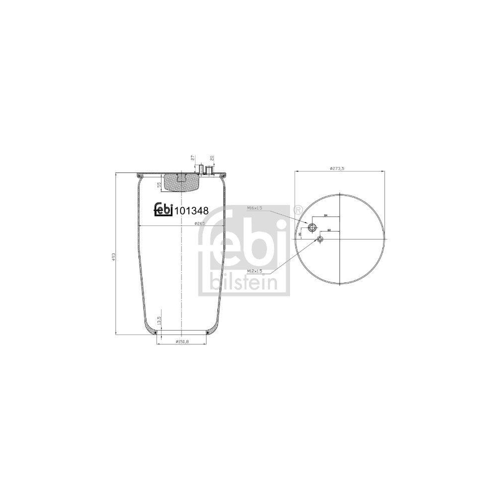 FEBI BILSTEIN Federbalg, Luftfederung 101348 für MAN, Hinterachse