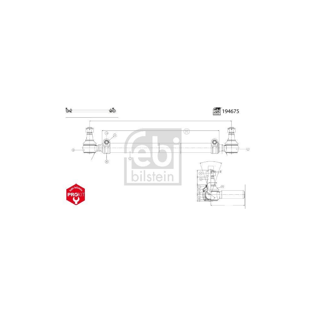 FEBI BILSTEIN Lenkstange 194675 ProKit f&uuml;r VOLVO, Vorderachse