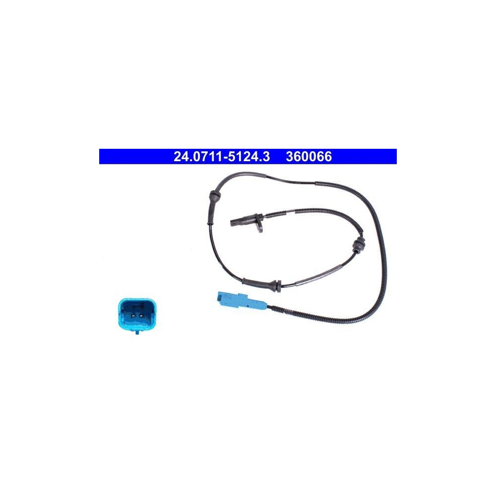 Sensor, Raddrehzahl ATE 24.0711-5124.3 f&uuml;r CITRO&Euml;N PEUGEOT, Vorderachse