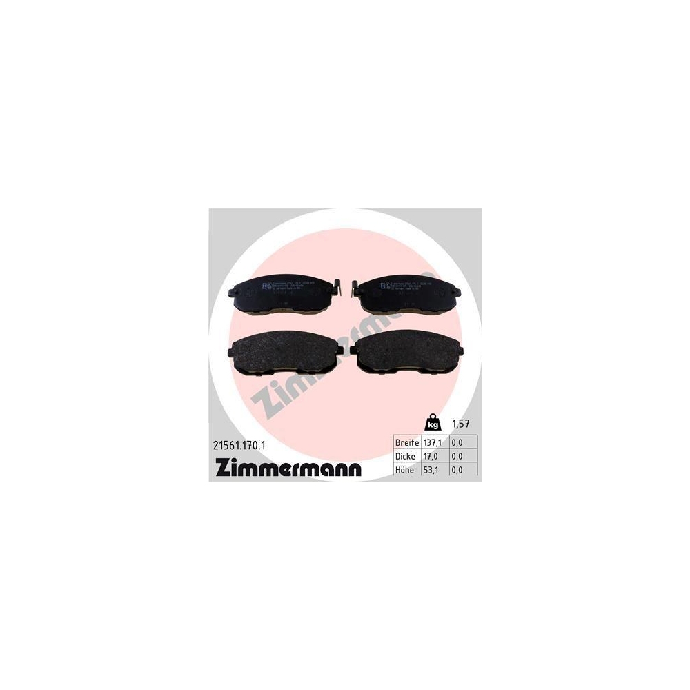 Bremsbelagsatz, Scheibenbremse ZIMMERMANN 21561.170.1 f&uuml;r NISSAN INFINITI