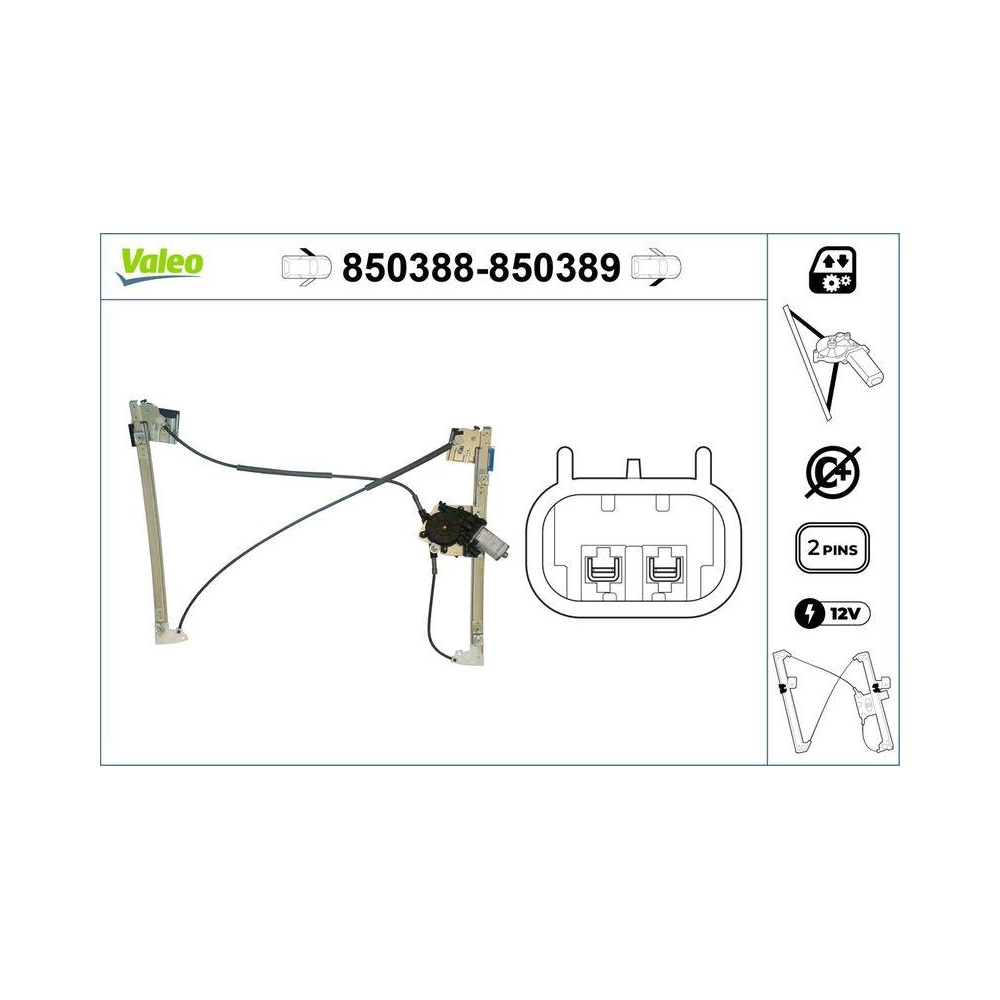 Fensterheber VALEO 850388 für SEAT, vorne links