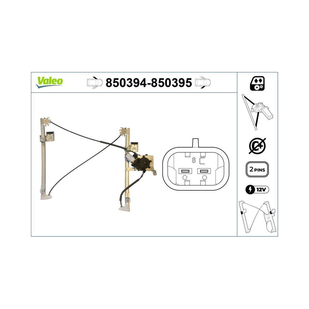 Fensterheber VALEO 850394 für SEAT VW, vorne links