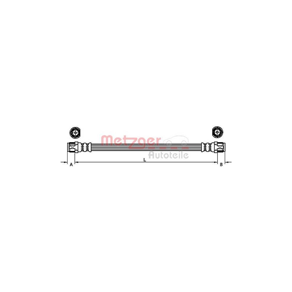 Bremsschlauch METZGER 4110750 f&uuml;r FIAT, Hinterachse links, Hinterachse rechts