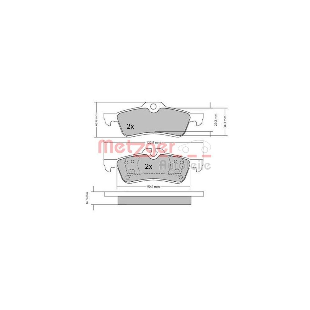 Bremsbelagsatz, Scheibenbremse METZGER 1170154 f&uuml;r MINI, Hinterachse