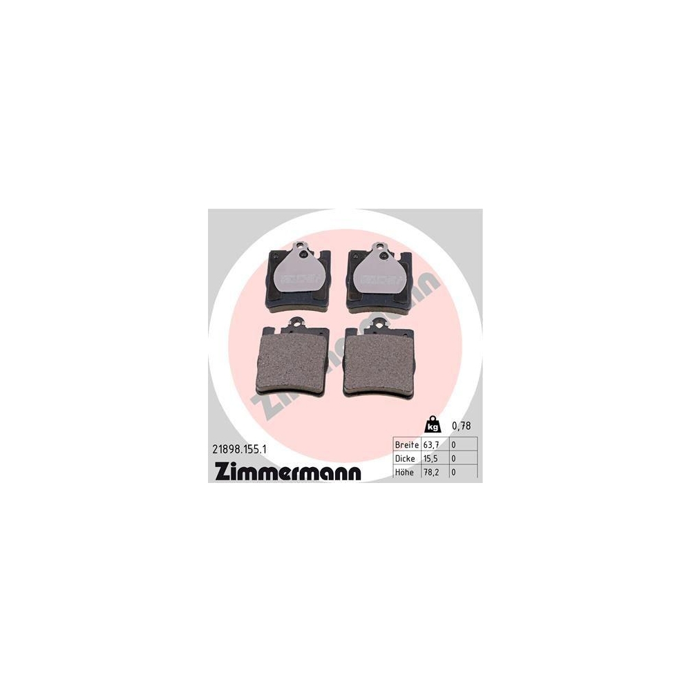 Bremsbelagsatz, Scheibenbremse ZIMMERMANN 21898.155.1 f&uuml;r MERCEDES-BENZ