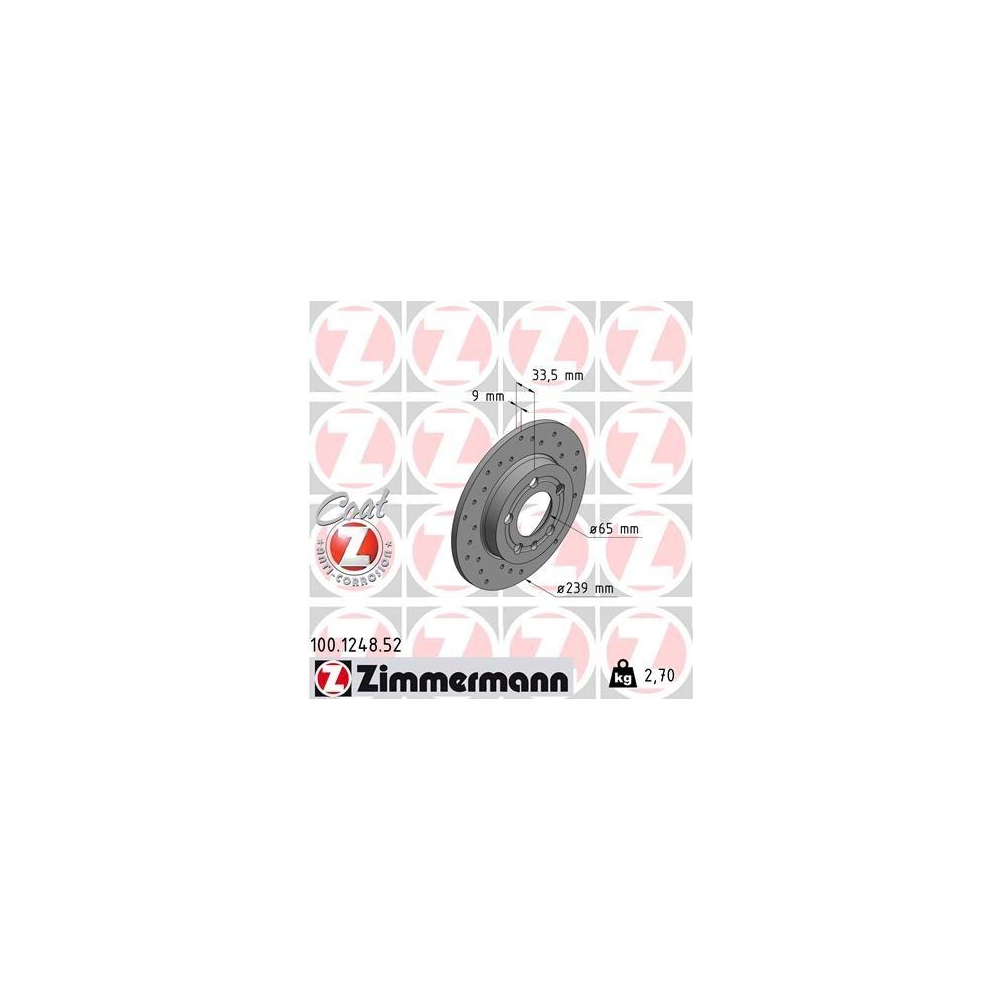 ZIMMERMANN 100.1248.52 2 St&uuml;ck Bremsscheiben SPORT Z f&uuml;r VAG, Hinterachse