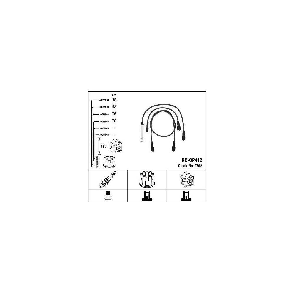 Z&uuml;ndleitungssatz NGK 0782 f&uuml;r OPEL, f&uuml;r Fahrzeuge mit Z&uuml;ndverteiler